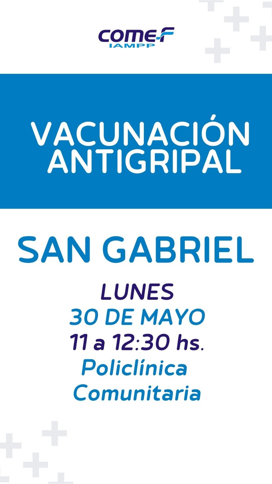 Vacunación el 30 de mayo en San Gabriel