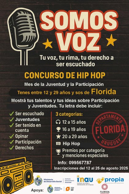 Se lanzó en Florida el concurso de Hip Hop“Somos voz” para jóvenes de 12 a 29 años