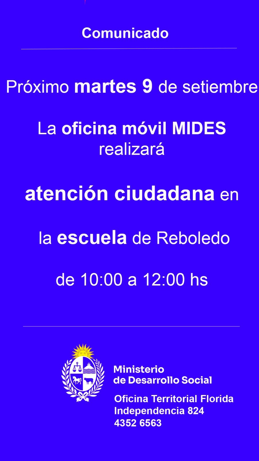 Oficina móvil del MIDES atiende hoy en Reboledo