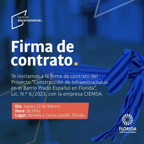 Intendencia de firma contrato para obras en barrio Prado Español